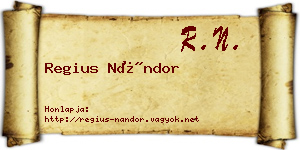 Regius Nándor névjegykártya