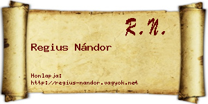 Regius Nándor névjegykártya